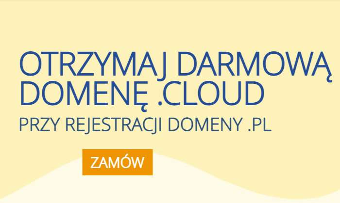 Domena .cloud za darmo przy rejestracji domeny .pl