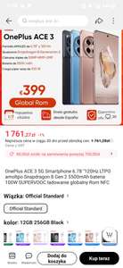 Smartfon OnePlus Ace 3 12/256GB (chińska wersja 12R) US $391.61
