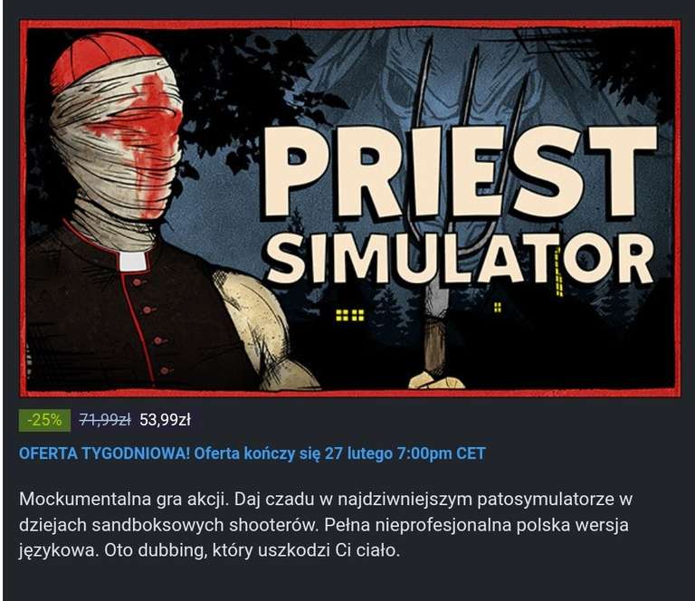 Priest Simulator -25% na Steam