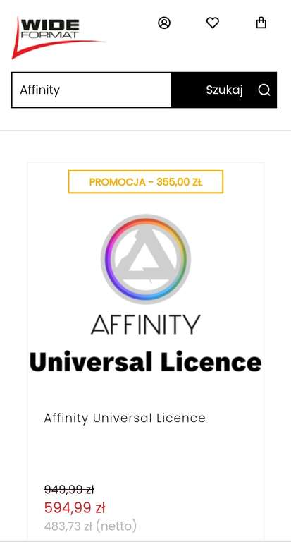 Affinity Universal Licence 355 zł taniej