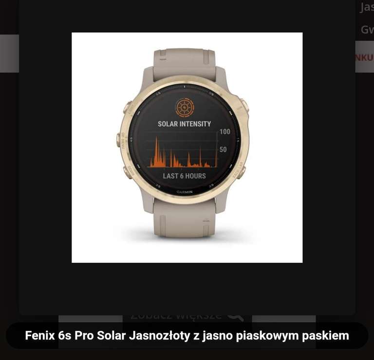 Garmin Fenix 6S Pro Solar Jasnozłoty - Gwarancja 2 lata za 1 699,00 zł