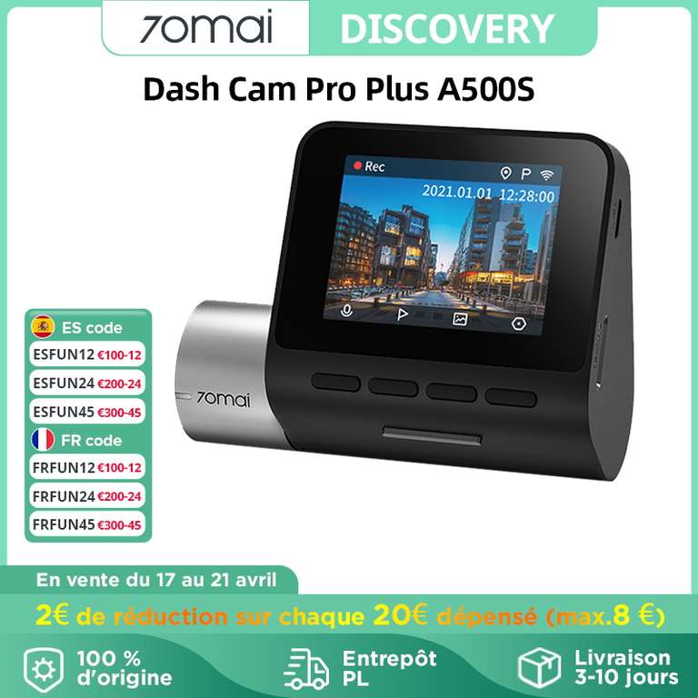 Wideorejestrator 70mai A500S Dash Cam Pro Plus+ 2.7K/140/WiFi/GPS + RC06. Darmowa dostawa w 3 dni