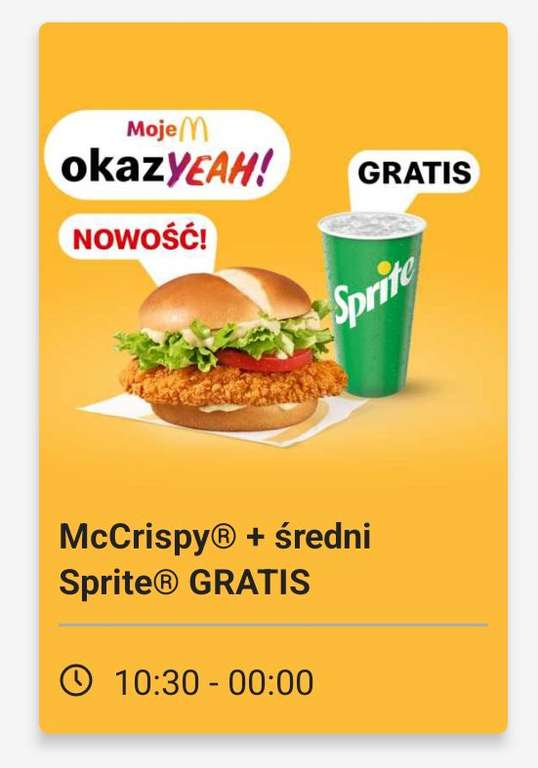 McDonald's - McCrispy + darmowy Sprite