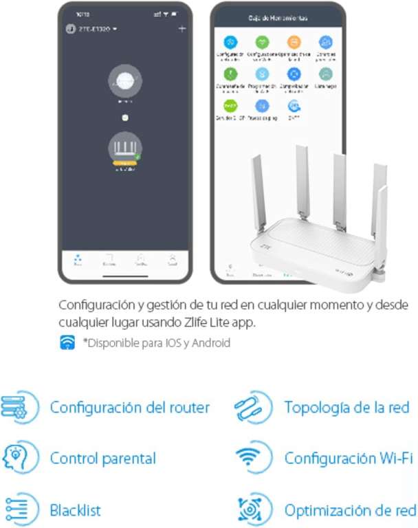 Router WiFi ZTE E1320 - Wi-Fi 6, AX3000, porty Gigabit, mesh