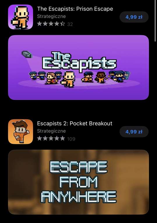 The Escapists i The escapists 2 na iOS | 4,99 pln