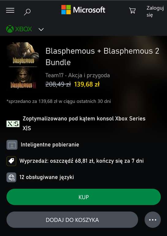 Blasphemous + Blasphemous 2 Bundle XBOX Series X/S Turcja