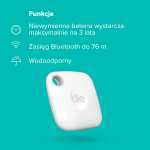 Tile Mate (2022) Lokalizator Bluetooth do znajdowania kluczy, toreb i innych przedmiotów, 1 Pak, zasieg 60m, aplikacja iOS i Android, Biały