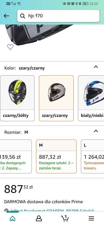 Amazon PL / HJC F70 kask motocyklowy integralny, różne kolory i rozmiary