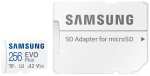 Karta pamięci Samsung microSDXC EVO Plus 256 GB U3, A2, V30 + adapter SD, zapis/odczyt 90/130, gwarancja 10 lat
