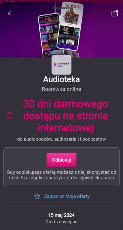 Audioteka 30 dni za darmo (dla nowych) od T-mobile