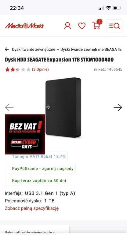 Dysk HDD SEAGATE Expansion 1TB STKM1000400