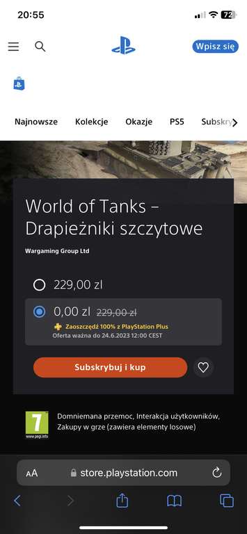 World of Tanks - Drapieżniki szczytowe : PlayStation Store - PS Plus