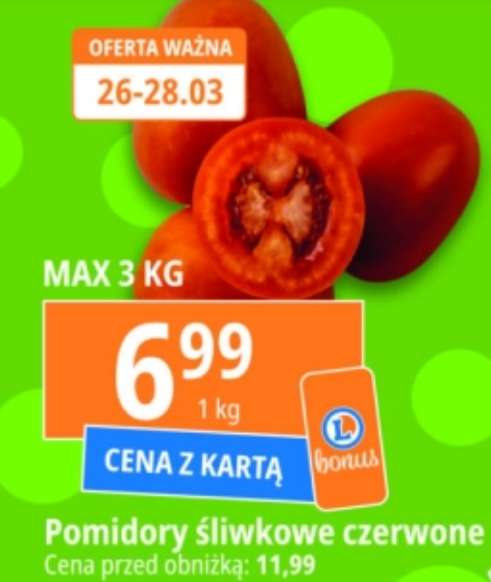 Pomidory śliwkowe 1 kg z aplikacją bonus w E. Leclerc