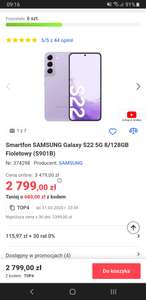 Galaxy S22 5G 8/128GB Fioletowy (S901B) Fioletowy (S901B)