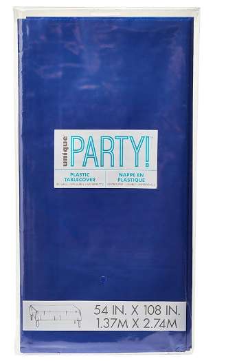 Unique Party 50394 - Granatowy plastikowy obrus, 2,7 m x 1,4 m