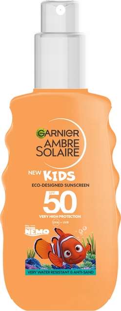 Zestaw: Spray ochronny dla dzieci SPF 50+ Garnier Ambre Solaire Eko 150 ml + Balsam opalaniu aloes 200 ml @ Allegro