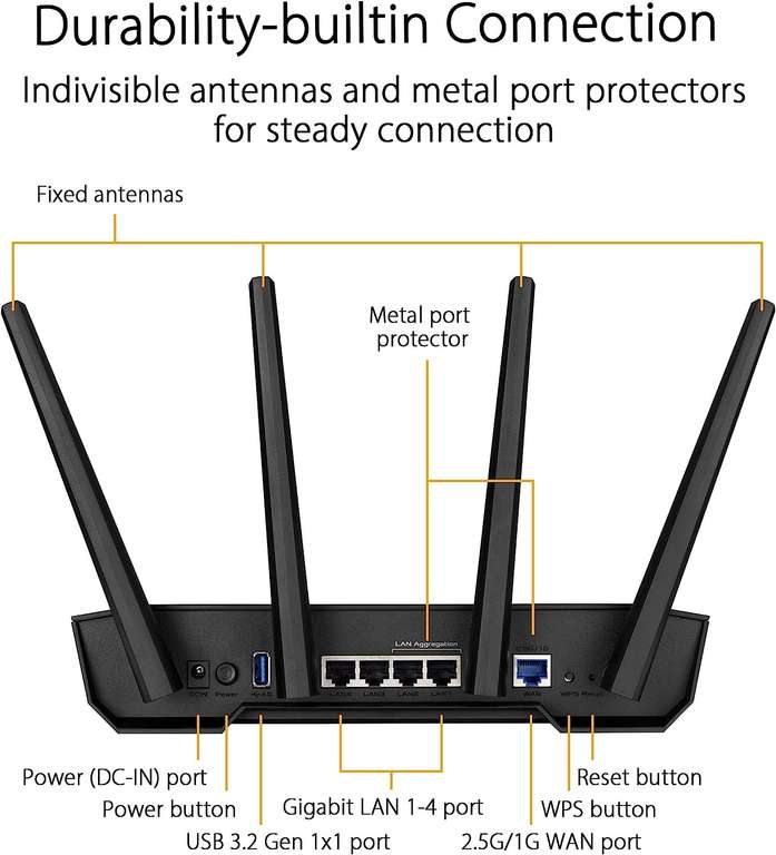 Router ‎ASUS ‎TUF Gaming AX3000 V2, ‎WiFi 6 802.11.ax, 2.5Gbps WAN
