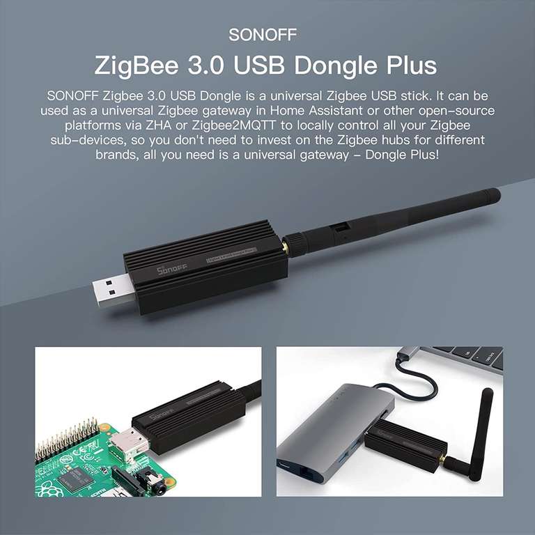 2x Sonoff Universal Zigbee 3.0 USB Dongle Plus CC2652P Koordynator Zigbee