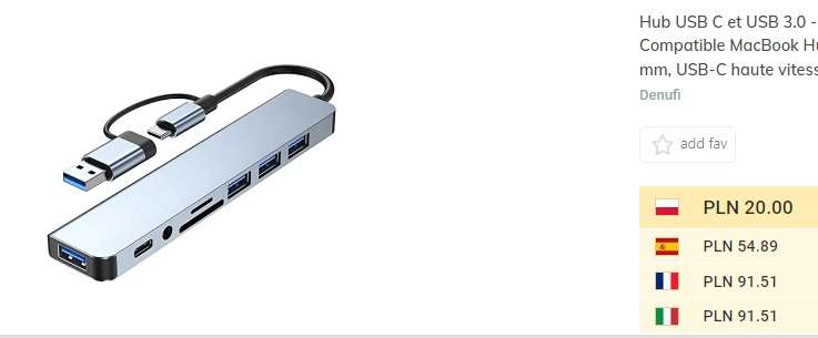 Hub USB C i USB 3.0 - Adapter USB 8 w 1 Kompatybilny z MacBookiem - USB 3.2 Hub, Jack 3.5 mm, USB C Wysoka prędkość, SD, Micro SD
