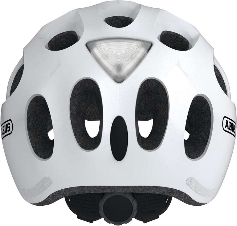 ABUS Stadthelm Youn-I ACE – kask rowerowy do użytku na co dzień, z wbudowanym tylnym światłem LED, unisex, biały, błyszczący, rozmiar L