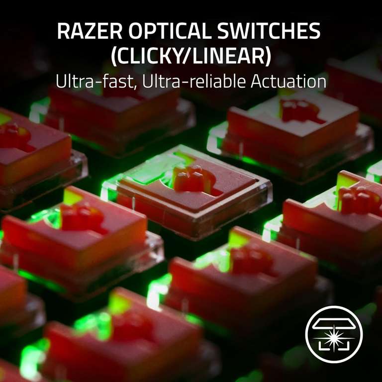 Razer DeathStalker V2 Pro Niskoprofilowa bezprzewodowa optyczna klawiatura do gier, Układ US, Czarny