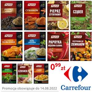 Przyprawy Prymat np Cynamon, Papryka, Pieprz i inne za 0.99zł - Carrefour