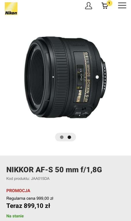 Obiektyw NIKKOR AF-S 50 mm f/1,8G