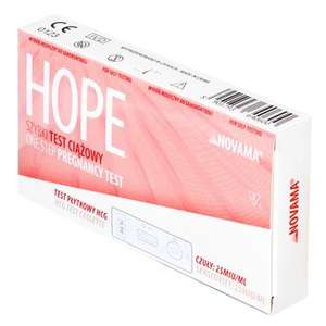 Novama Hope, test ciążowy hCG płytkowy, czuły 25 mlU/ml, 1 sztuka KRÓTKA DATA