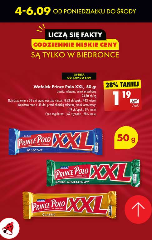 Wafelek Prince Polo XXL za 1,19zł w Biedronce