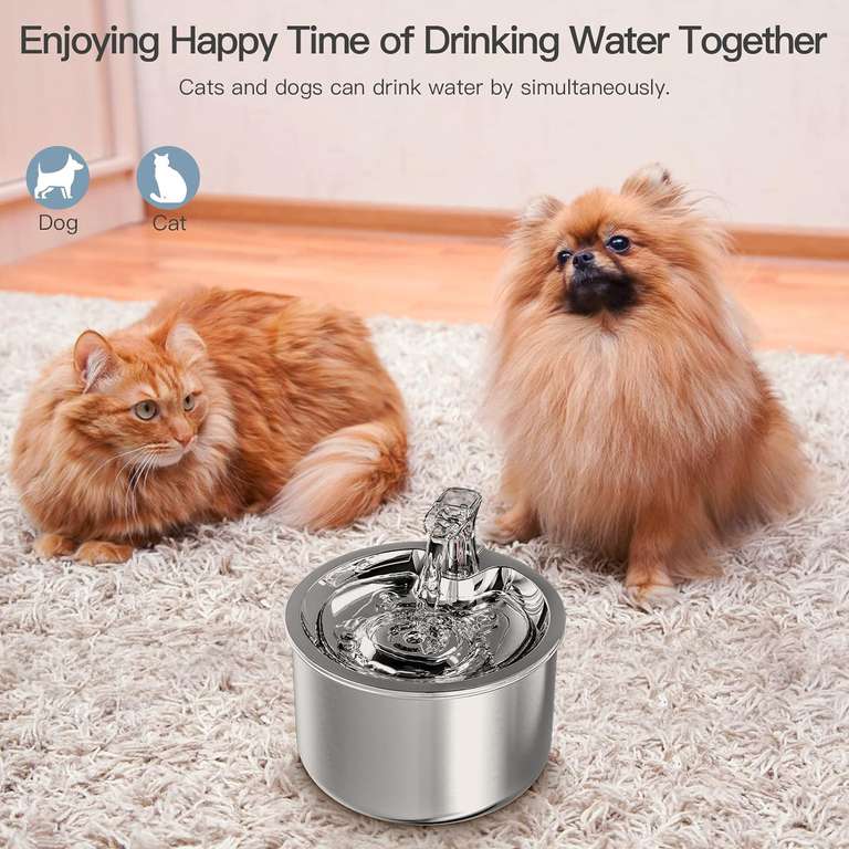Fontanna do picia dla kotów, psów 2000 ml, z filtrem aktywnym, przewodem zasilającym