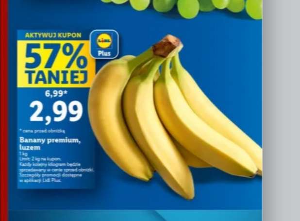 Banany premium 1kg - 2,99 PLN @Lidl