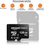 Amazon Basics - Karta pamięci 128 GB microSDXC z pełnym rozmiarem adaptera, A2, U3, prędkość odczytu do 100 MB/s