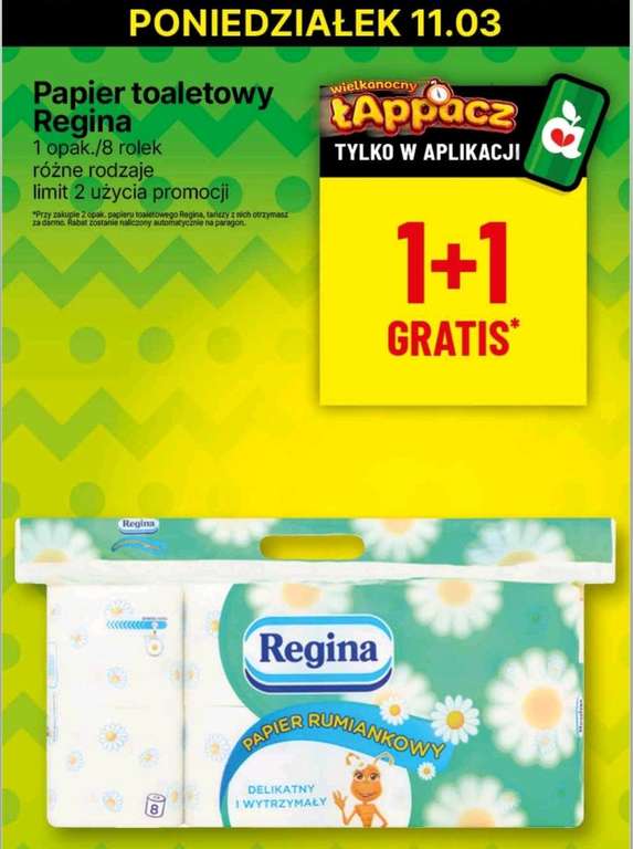 Papier toaletowy Regina 8 rolek 1+1 gratis - Delikatesy Centrum