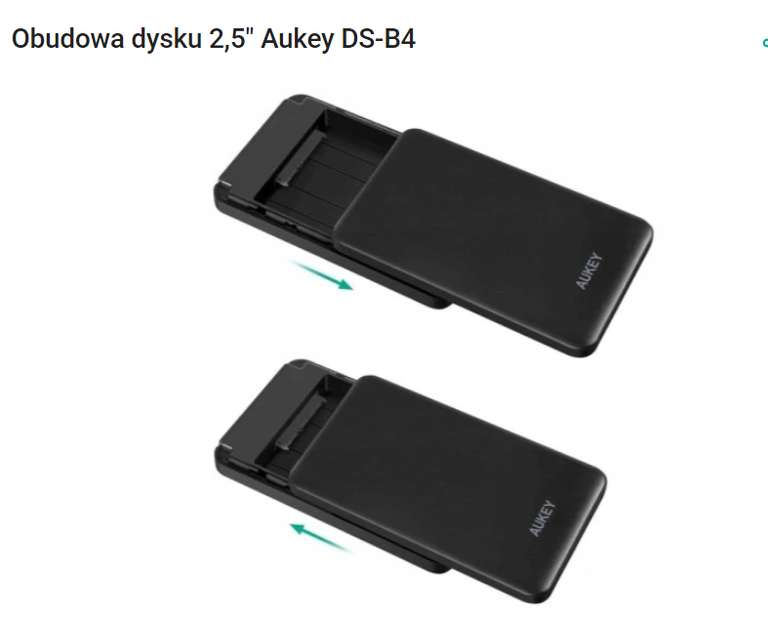 AUKEY KIESZEŃ NA DYSK HDD SSD OBUDOWA DYSKU SATA 2,5