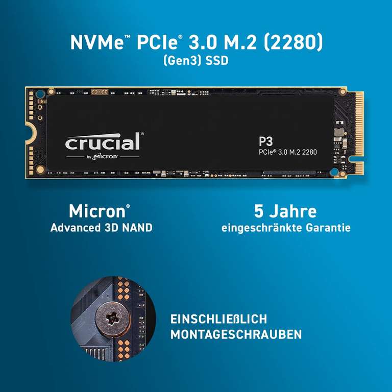 SSD interne NVMe Crucial P3 - 1 To (Édition Acronis) –