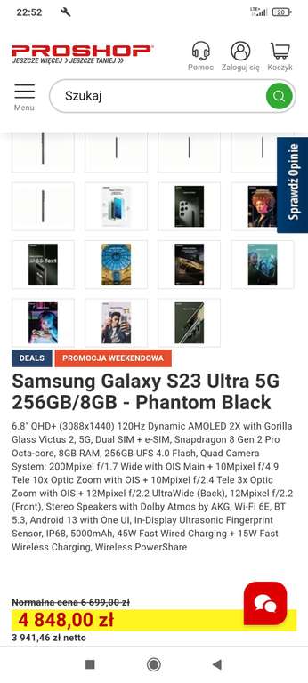 Smartfon Samsung Galaxy S23 Ultra 5G 256GB/8GB - Phantom Black