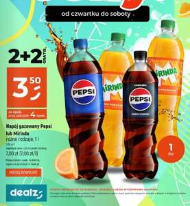 Pepsi Cola / Pepsi Max / Mirinda 1L 2+2 gratis - 3,50zł/l przy zakupie 4 (można mieszać)