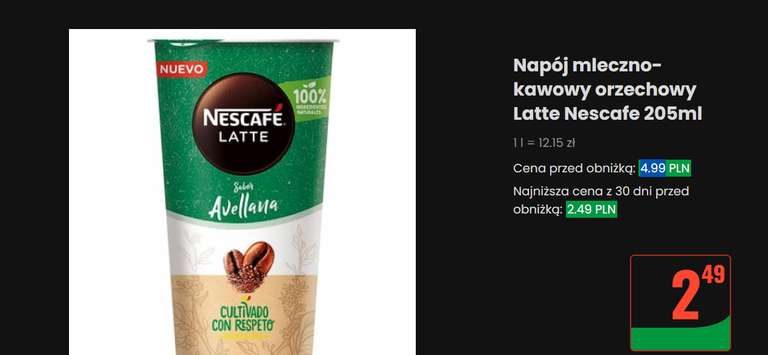 Napój mleczno-kawowy orzechowy Latte Nescafe 205ml DINO