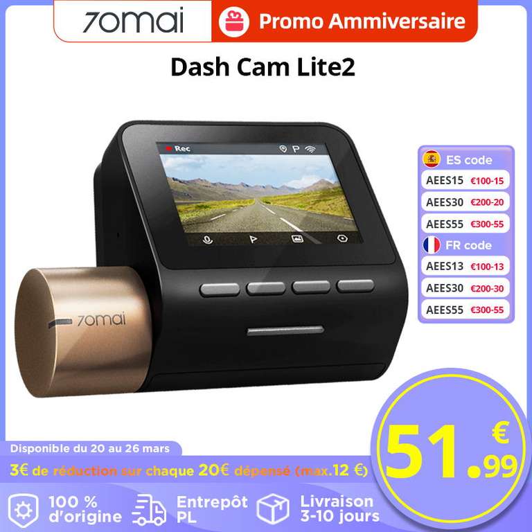 Wideorejestrator 70mai Dash Cam Lite2 z wysyłką z Polski $47.37