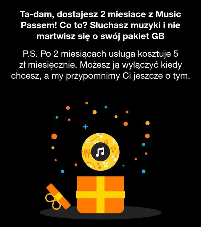 Środy z Orange - Music Pass 2 miesiące 0 zł (Abonament)