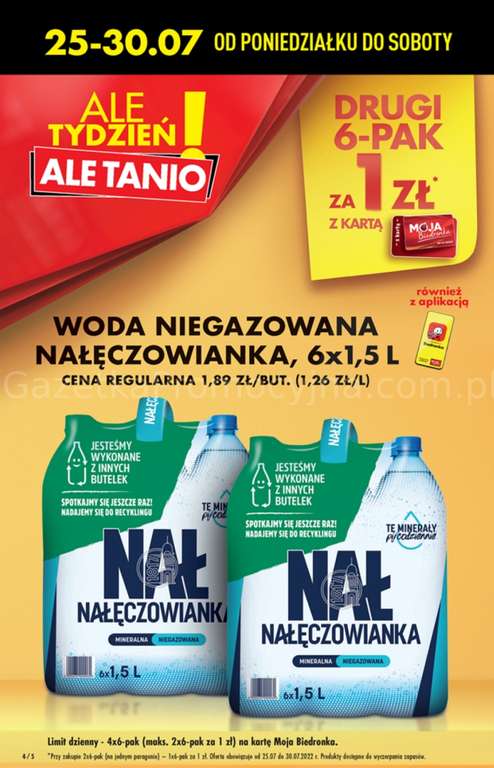 Woda mineralna Nałęczowianka 1,5 l przy zakupie 12 butelek @Biedronka
