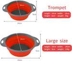 2 szt.Składany cedzak, silikonowe sito kuchenne do odcedzania makaronu, dwa rozmiary w zestawie 20 i 25cm- czerwony