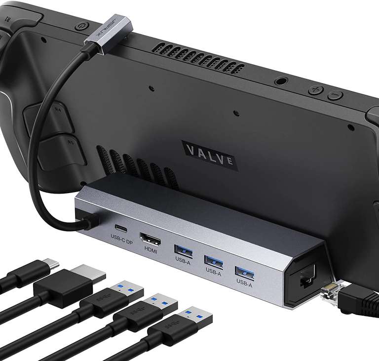 JSAUX HB0603 Stacja dokująca 6-w-1 kompatybilna ze Steam Deck; 3xUSB, HDMI, 4K@60, Gigabit Ethernet