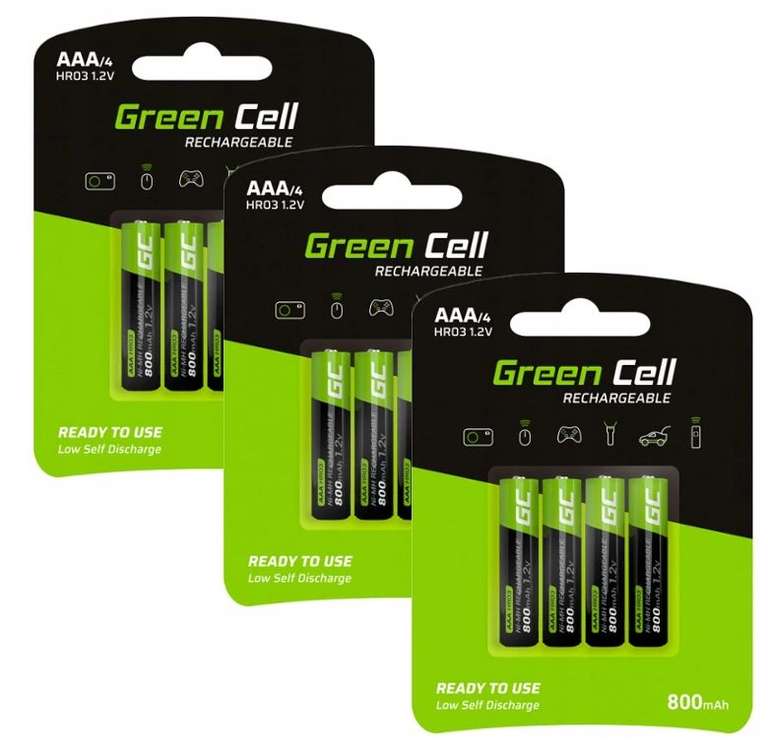 Akumulator niklowo-metalowo-wodorkowy (NiMH) Green Cell AAA (R3) 800 mAh 12 szt. darmowa dostawa SMART