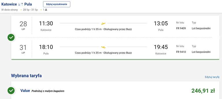 Tanie loty z Katowic do Chorwacji na wakacje od 168 zł (w obie strony) - Ryanair