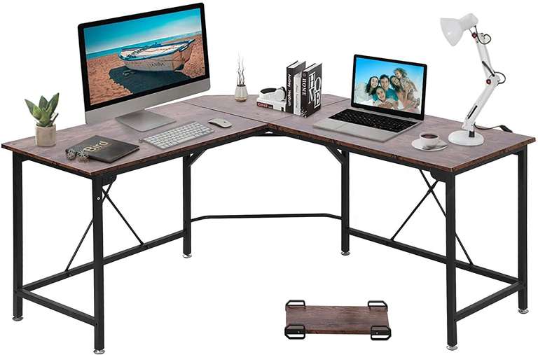 Biurko narożne, biurko gamingowe w kształcie litery L z podnóżkiem 140 x 140 x 75 cm