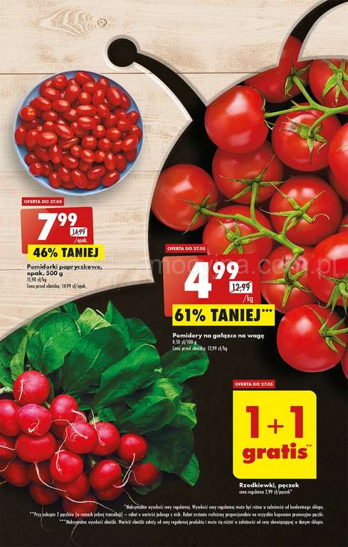 Pomidory gałązka / Rzodkiewka @Biedronka