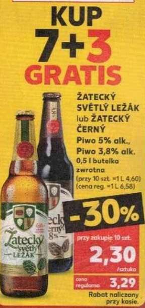 Piwo Zatecky Leżak lub Ćerny but. zw. 0,5L cena 1 butelki przy zakupie 10 @Kaufland