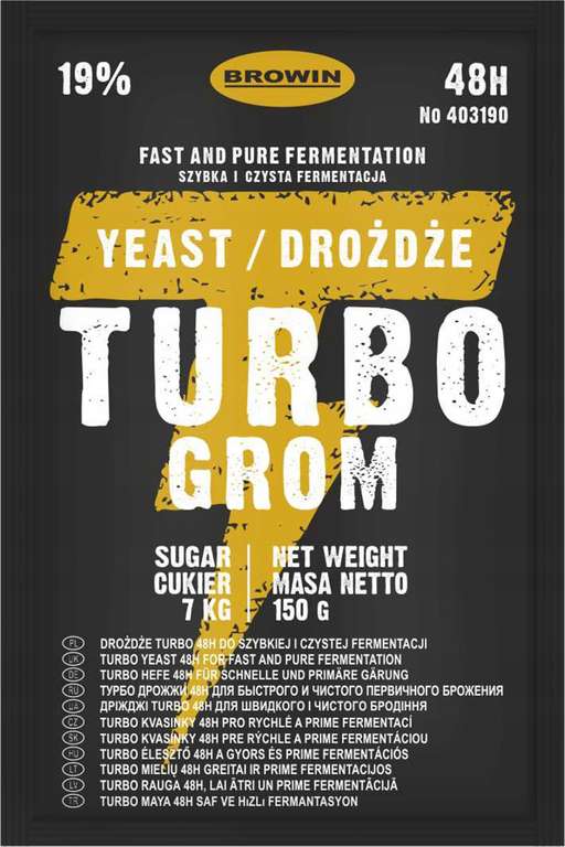 Turbo Grom - drożdże gorzelnicze 19% 25L w 2-7 dni i inne zestawy