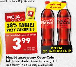 coca-cola 1l biedronka 3,99/szt przy zakupie 3 sztuk